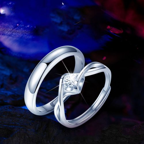 Zhubobo GRA Certificate 1CT Moissanite Sterling Silver Angel Kiss Wedding Ring Free Size RG237