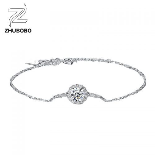 Zhubobo GRA Certificate 1CT Moissanite Diamond Women's Sterling Silver Bracelet MSL001