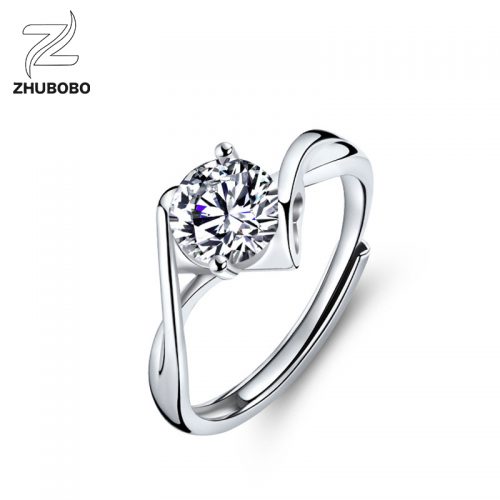 Zhubobo GRA Certificate 1CT Moissanite Sterling Silver Women's Ring Free Size RG69