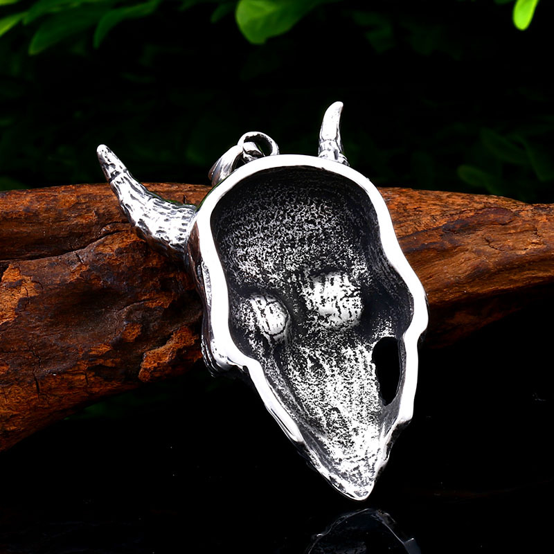 Gothic Mens Satanic Biker Punk Devil Skull Rock N Roll Pendant Necklace ...