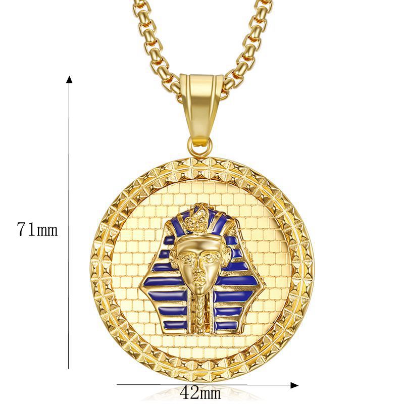 Hip Hop Ancient Egyptian Moissanite Pendant Necklace Chain Punk King Tutan  Pharaoh Men's Hip Hop Bling Necklaces Rock Party Gift