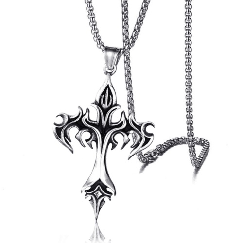 pickyegg.com Boys Mens Stainless Steel Vintage Cross Pendant Necklace Men Women Silver