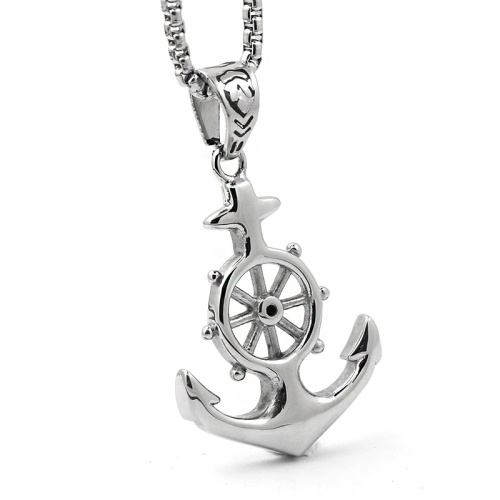 pickyegg.com Mens Stainless Steel Nautical Surfing Beach Anchor Pendant Necklace Men