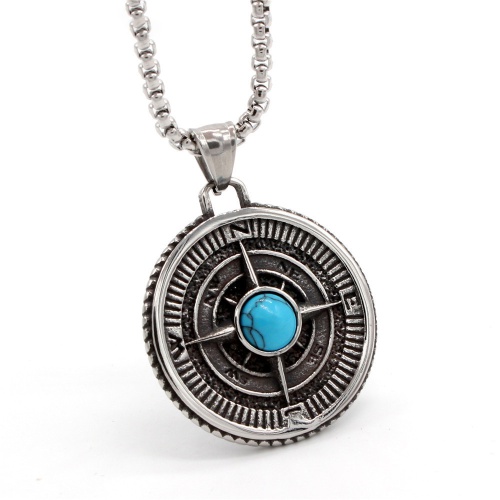 pickyegg.com Mens Vintage Nautical Compass North Star Pendant Necklace Stainless Steel