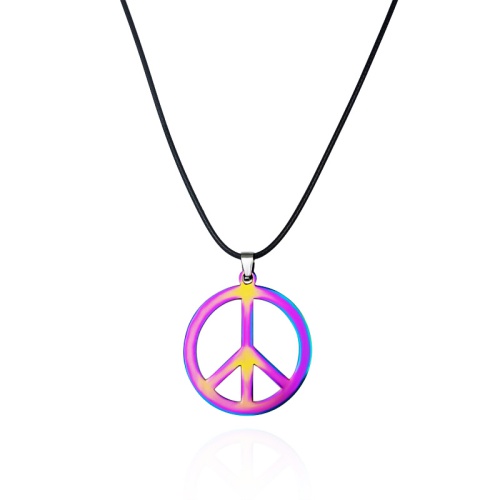 pickyegg.com Unisex Light Stainless Steel Peace Sign Pendant Necklace Jewelry Rope Men