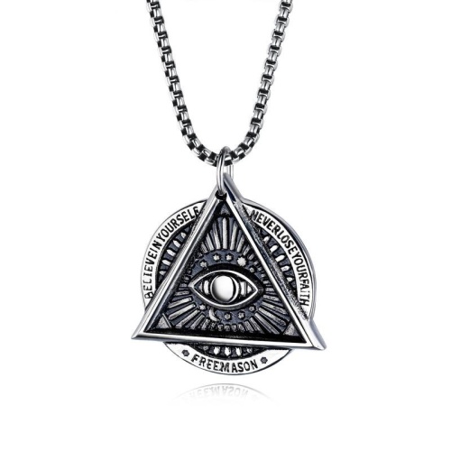 pickyegg.com Mens Illuminati Masonic All Seeing Eye Pendant Necklace Stainless Steel