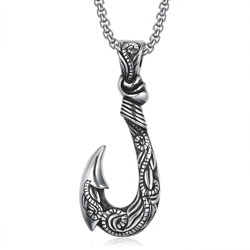 Mens Fishing Articulated Fish Pendant Necklace Vintage Stainless Steel 3D