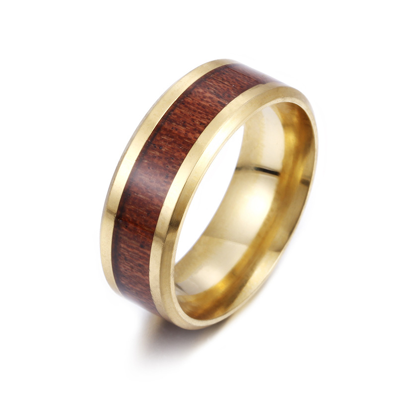 White Gold 18K Inlay Wedding Ring with Briar Wood