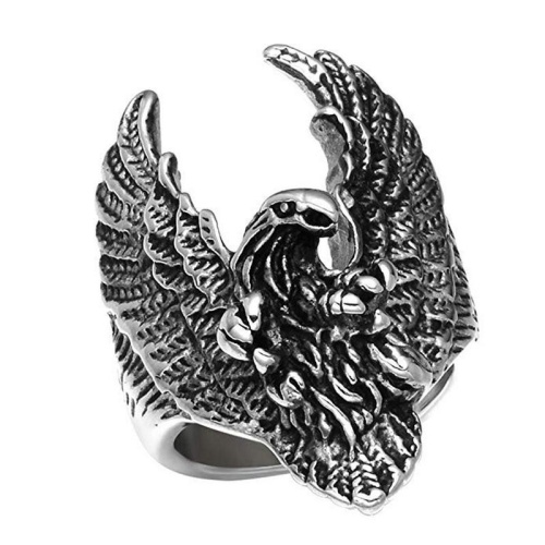 pickyegg.com Mens Stainless Steel Eagle Head Bird Biker Ring Men Size 9-13