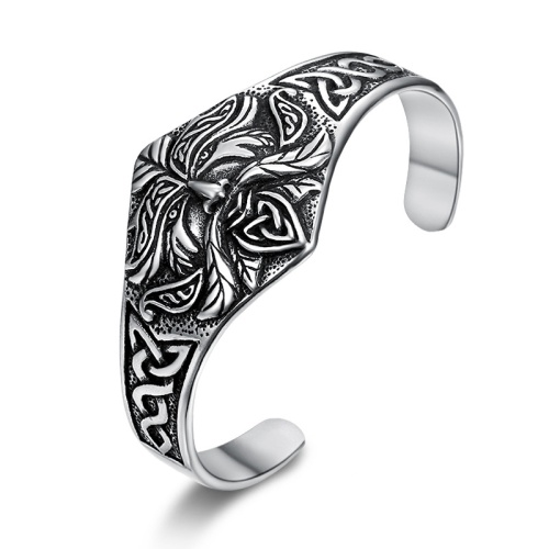 pickyegg.com 8 Inch Mens Stainless Steel Ancient Norse Viking Cuff Bracelet Bangle
